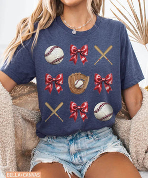 Coquette Bow Baseball T-Shirt – Baseball Mom Game Day Tee - Woven Mama