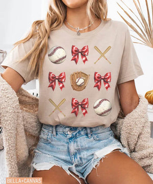 Coquette Bow Baseball T-Shirt – Baseball Mom Game Day Tee - Woven Mama