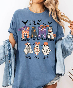 Custom Halloween Mama Comfort Colors T-Shirt or Crewneck Sweatshirt – This Mama Loves Her Little Boos - Woven Mama
