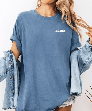Mama Comfort Colors® T-Shirt – Minimalist Pocket Print Mom Shirt - Woven Mama