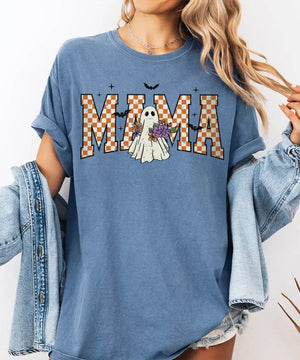 Halloween Mama Ghost Comfort Colors T-Shirt or Crewneck Sweatshirt - Woven Mama