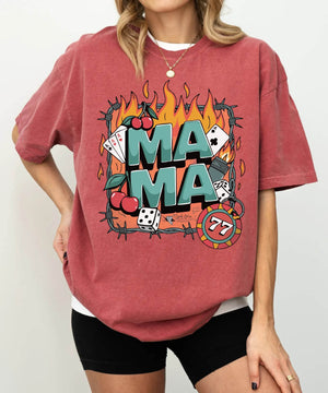 Mama T-Shirt – Vintage Wild Fire Comfort Colors Tee for Cool Moms - Woven Mama