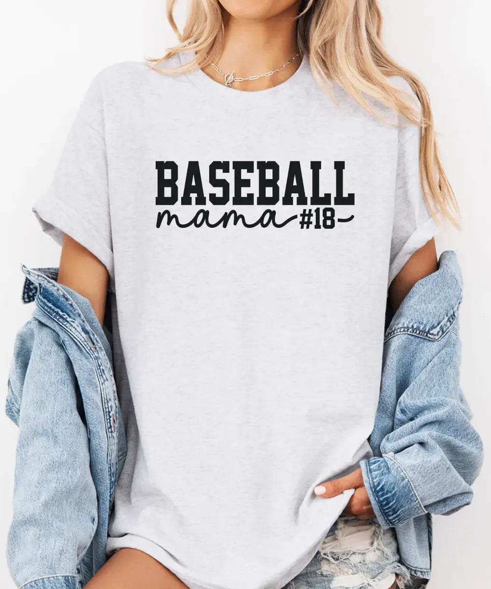Custom Baseball Mama Shirt with Player Number – Personalized Baseball Mom Tee or Sweatshirt - Woven Mama