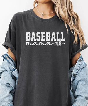 Custom Baseball Mama Shirt with Player Number – Personalized Baseball Mom Tee or Sweatshirt - Woven Mama
