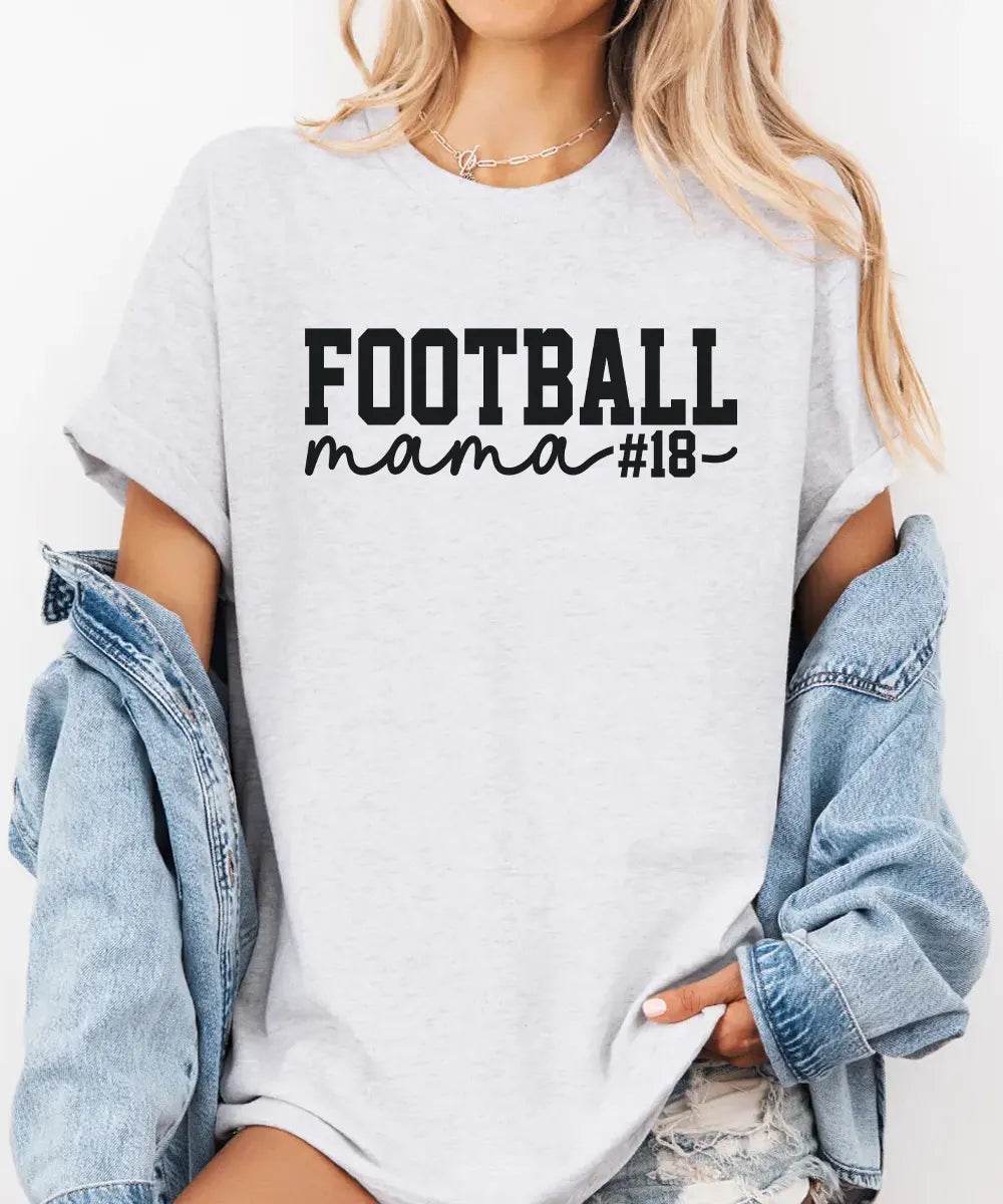 Custom Football Mama Shirt with Player Number – Personalized Game Day Football Mom Shirt - Woven Mama