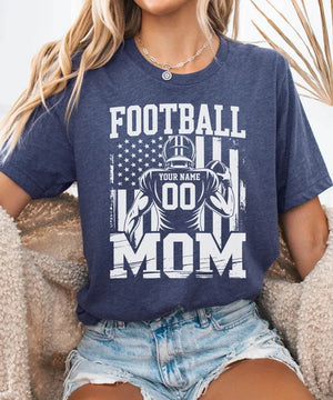 Custom Football Mom Shirt with Player Name & Number – Personalized Game Day Tee or Sweatshirt - Woven Mama