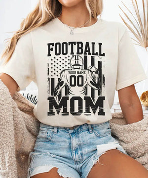 Custom Football Mom Shirt with Player Name & Number – Personalized Game Day Tee or Sweatshirt - Woven Mama