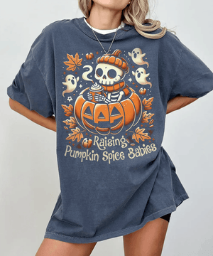 Raising Pumpkin Spice Babies Halloween Comfort Colors T-Shirt or Crewneck Sweatshirt - Woven Mama