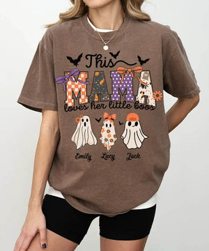 Custom Halloween Mama Comfort Colors T-Shirt or Crewneck Sweatshirt – This Mama Loves Her Little Boos - Woven Mama