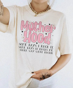 Floral Motherhood “Some Days I Rock It” Shirt – Aesthetic Mom Comfort Colors® Tee or Sweatshirt - Woven Mama