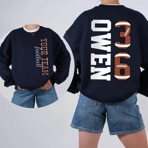 Custom Football T-Shirt or Sweatshirt – Personalized Name & Number - Woven Mama