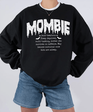 Mombie Comfort Colors® T-Shirt or Crewneck Sweatshirt – Funny Mom Halloween Shirt - Woven Mama