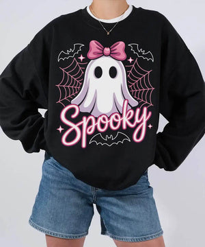 Spooky Ghost Mama Comfort Colors T-Shirt or Sweatshirt – Cute Halloween Pink Bow Ghost Shirt - Woven Mama