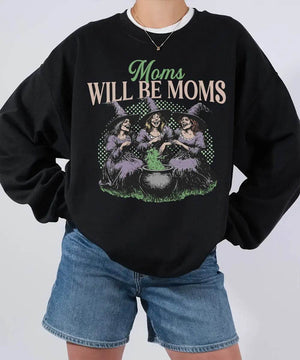 Moms Will Be Moms Comfort Colors T-Shirt or Crewneck Sweatshirt – Witchy Halloween Mom Shirt - Woven Mama