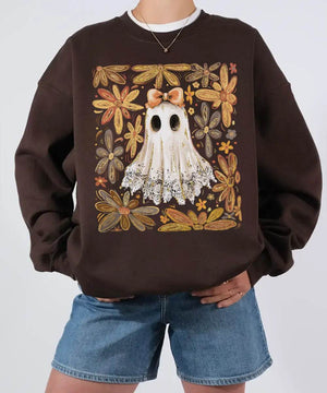Floral Ghost Mama Halloween Comfort Colors T-Shirt or Sweatshirt – Retro Fall Spooky Season Shirt - Woven Mama