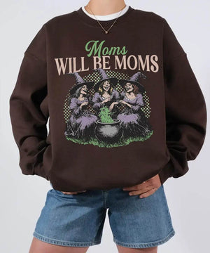 Moms Will Be Moms Comfort Colors T-Shirt or Crewneck Sweatshirt – Witchy Halloween Mom Shirt - Woven Mama