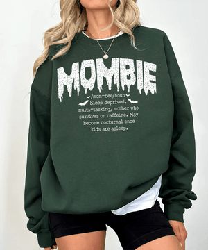 Mombie Comfort Colors® T-Shirt or Crewneck Sweatshirt – Funny Mom Halloween Shirt - Woven Mama
