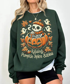 Raising Pumpkin Spice Babies Halloween Comfort Colors T-Shirt or Crewneck Sweatshirt - Woven Mama