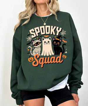 Spooky Squad Halloween Comfort Colors T-Shirt or Crewneck Sweatshirt – Cute Cats Mom Halloween Shirt - Woven Mama