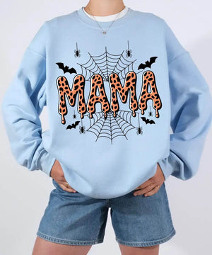 Spooky Mama Comfort Colors T-Shirt or Crewneck Sweatshirt – Leopard Print Halloween Mom Shirt - Woven Mama