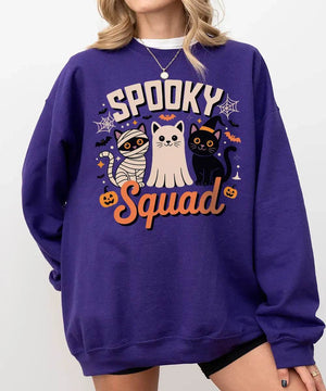 Spooky Squad Halloween Comfort Colors T-Shirt or Crewneck Sweatshirt – Cute Cats Mom Halloween Shirt - Woven Mama