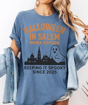 Halloween in Salem Mama Edition Comfort ColorsĀ® T-Shirt or Crewneck Sweatshirt - Woven Mama