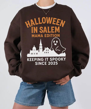 Halloween in Salem Mama Edition Comfort ColorsĀ® T-Shirt or Crewneck Sweatshirt - Woven Mama