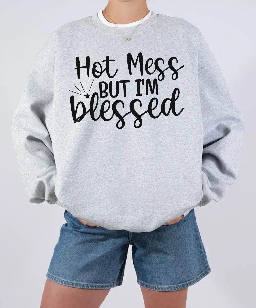 Hot Mess But I’m Blessed Shirt – Funny Mom Comfort Colors® Tee / Sweatshirt - Woven Mama