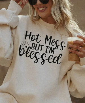 Hot Mess But I’m Blessed Shirt – Funny Mom Comfort Colors® Tee / Sweatshirt - Woven Mama