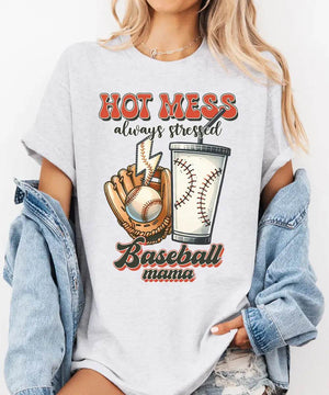 Hot Mess Stressed Baseball Mama Shirt – Funny Baseball Mom Tee or Sweatshirt - Woven Mama