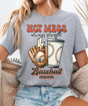 Hot Mess Stressed Baseball Mama Shirt – Funny Baseball Mom Tee or Sweatshirt - Woven Mama