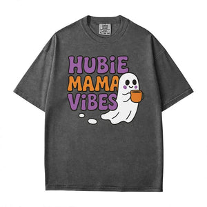 Hubie Mama Vibes Halloween Shirt – Comfort Colors® T-Shirt & Gildan Crewneck Sweatshirt for Moms - Woven Mama