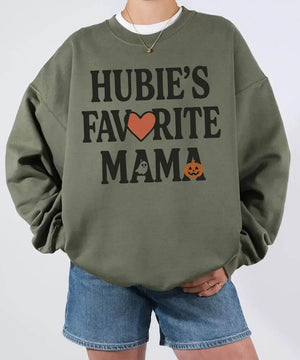 Hubie’s Favorite Mama Halloween Comfort Colors® T-Shirt or Crewneck Sweatshirt - Woven Mama