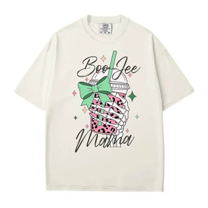 Boo Jee Mama Comfort Colors T-Shirt or Crewneck Sweatshirt – Cute Spooky Mom Halloween Shirt - Woven Mama