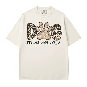 Dog Mama Comfort Colors® T-Shirt – Leopard Pet Mom Shirt - Woven Mama