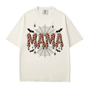 Spooky Mama Comfort Colors T-Shirt or Crewneck Sweatshirt – Leopard Print Halloween Mom Shirt - Woven Mama