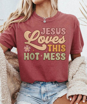Jesus Loves This Hot Mess – Faith-Inspired Mom Tee / Sweatshirt - Woven Mama