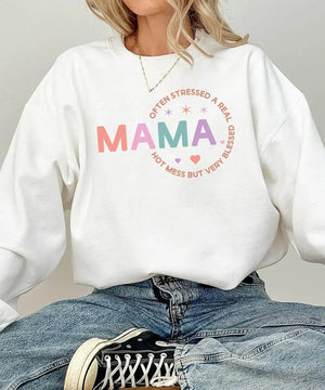 MAMA Often Stressed But Very Blessed Shirt – Funny Mom Comfort Colors® Tee or Sweatshirt - Woven Mama