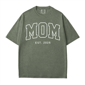 Custom MOM Comfort Colors® T-Shirt – Personalized Year “Est.” Tee - Woven Mama