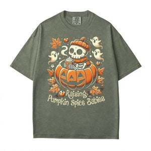 Raising Pumpkin Spice Babies Halloween Comfort Colors T-Shirt or Crewneck Sweatshirt - Woven Mama