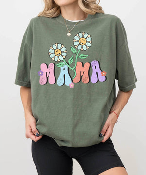 Colorful MAMA Comfort Colors® T-Shirt – Floral Mom Shirt - Woven Mama