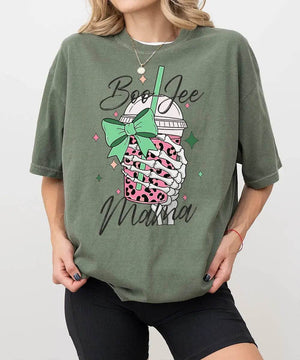 Boo Jee Mama Comfort Colors T-Shirt or Crewneck Sweatshirt – Cute Spooky Mom Halloween Shirt - Woven Mama