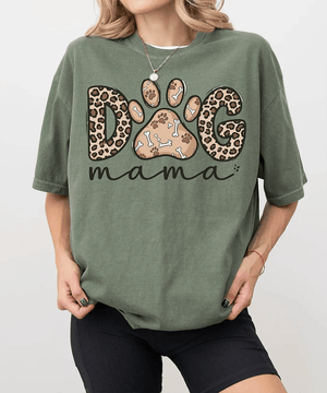 Dog Mama Comfort Colors® T-Shirt – Leopard Pet Mom Shirt - Woven Mama