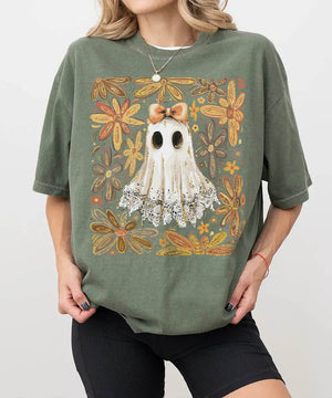 Floral Ghost Mama Halloween Comfort Colors T-Shirt or Sweatshirt – Retro Fall Spooky Season Shirt - Woven Mama