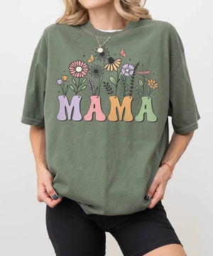 Colorful MAMA Comfort Colors T-Shirt – Floral Mom Shirt - Woven Mama