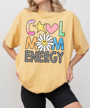 Cool Mom Energy T-Shirt – Trendy Mom Comfort Colors Tee - Woven Mama