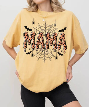 Spooky Mama Comfort Colors T-Shirt or Crewneck Sweatshirt – Leopard Print Halloween Mom Shirt - Woven Mama