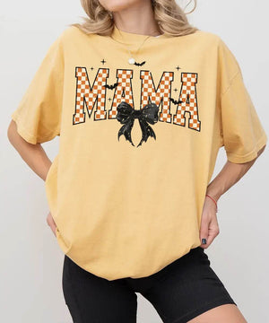 Spooky Bow MAMA Halloween Comfort Colors T-Shirt or Crewneck Sweatshirt - Woven Mama
