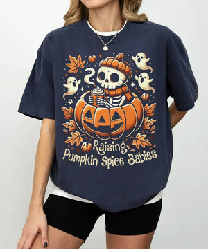 Raising Pumpkin Spice Babies Halloween Comfort Colors T-Shirt or Crewneck Sweatshirt - Woven Mama