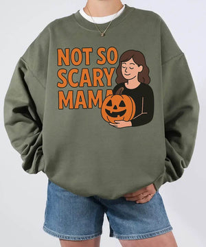 Not So Scary Mama Comfort Colors® T-Shirt or Crewneck Sweatshirt - Halloween Mom Shirt - Woven Mama